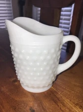 VINTAGE Fenton Hobnail White Milk Glass Pitcher 5.25" Tall EXCELLENT (MA)