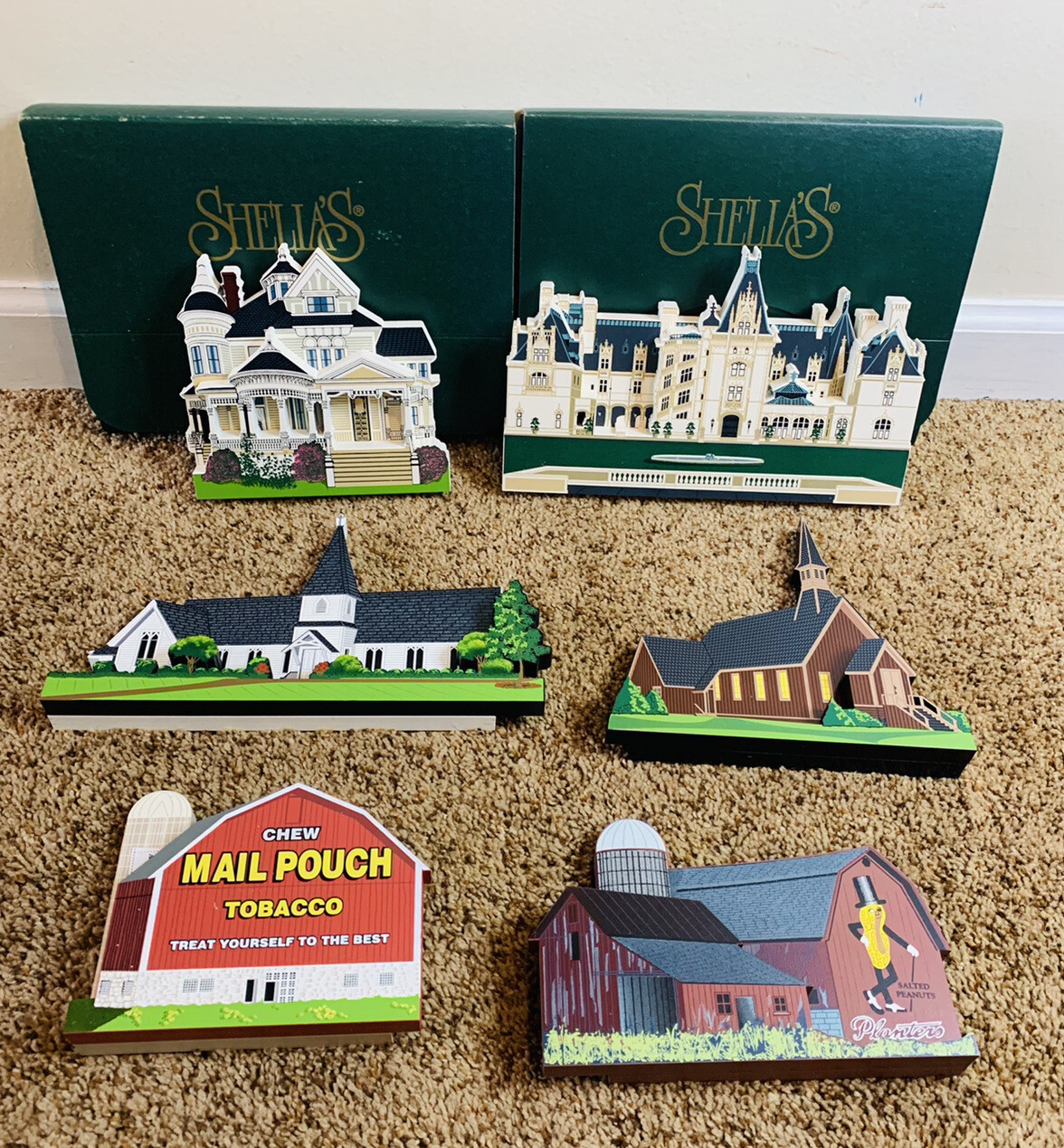 Vtg Shelia's Collectible House Lot of 6 Houses 19951999 Autographed