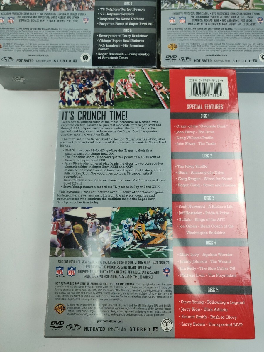 SUPER BOWL XI-XX, XXI-XXX, IX COLLECTOR'S SET 5 DISC DVD