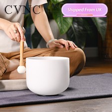CVNC 432Hz 8" Quartz Crystal Singing Bowl Frosted Chakra for Sound Healing Bath