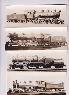 Train Photos B & W 4 Locomotives Approx Size 8'' x 2.75'' Four Countries 1920s-30s