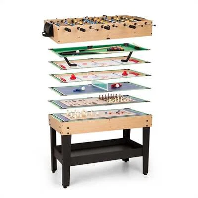 ONECONCEPT Spieltisch Tischfußball Kickertisch Multigame Billard Ablagefach MDF 37 Spiele
