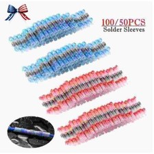 Solder Sleeve Heat Shrink Butt Wire Splice Connector Waterproof Terminal 100/50X