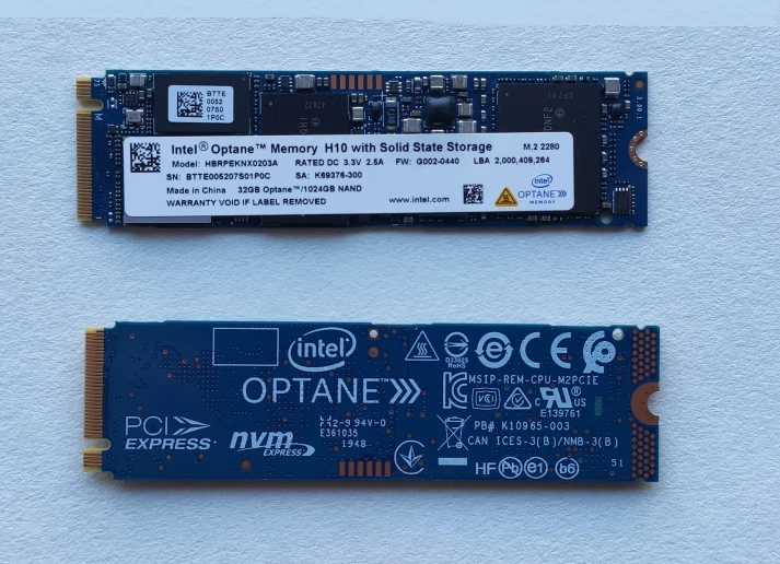 Intel Optane 1024GB SSD M.2 2280 NVMe Memory H10 with 1TB 32GB AND 32G+1TB SSD