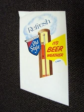 Circa 1960s Old Style Beer Thermometer Poster