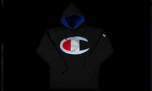SWEAT SHIRT À CAPUCHE LOGO SATINÉ SS17 SUPREME CHAMPION FLAMBANT NEUF NOIR M