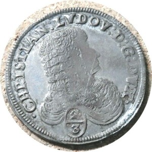 elf Germany Duchy of Mecklenburg-Schwerin 2/3 Thaler 1676 WE Silver