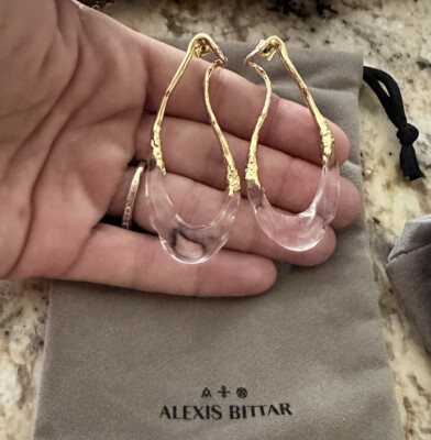 100% Authentic Alexis Bittar Dream Rain Clear Lucite Wrap Around Link Earrings