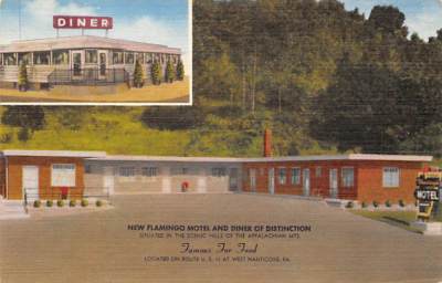 WEST NANTICOKE, LUZERNE COUNTY, PA, FLAMINGO DINER & MOTEL LINEN ADV PC c 1940's