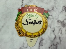 Vintage Scripto Advertising Small Cardboard Store Display Pocket Watch Shaped