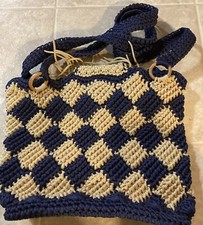 PERUVIAN HANDMADE, PurseWoven Fabric Handbag Blue  Gold