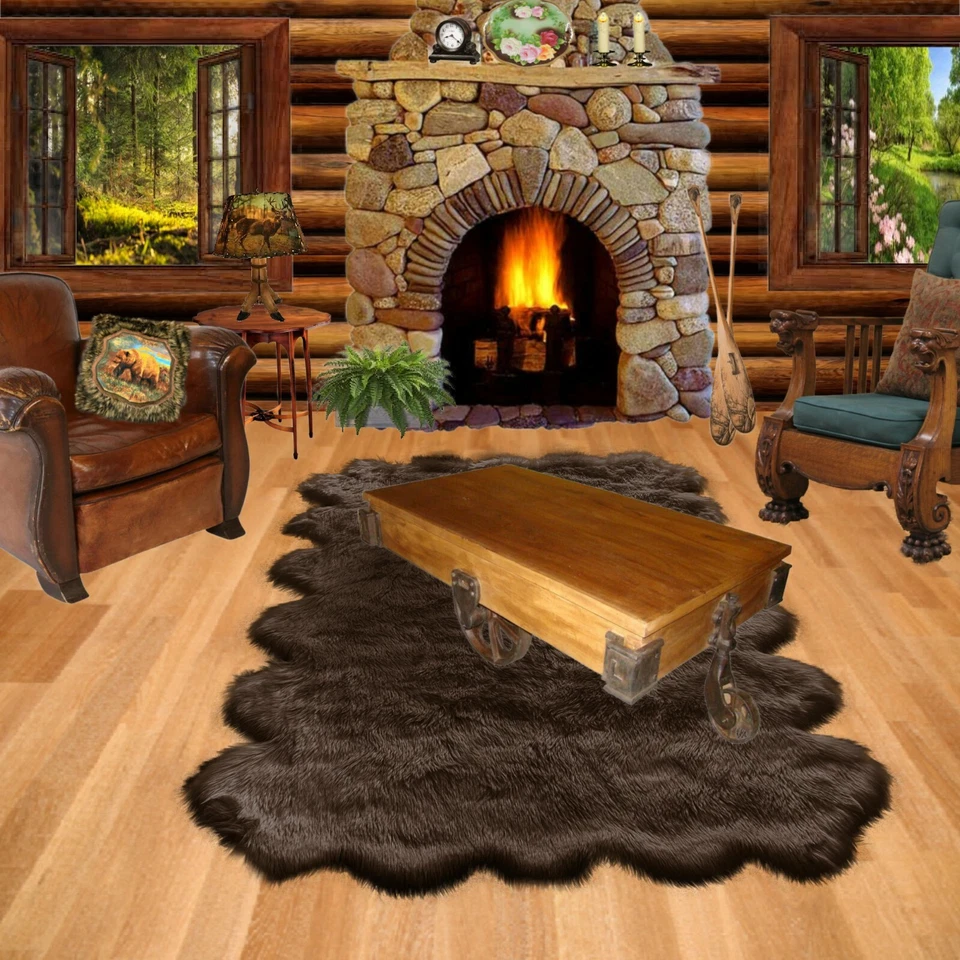 Alfombra Shag imitación piel de oveja multi piel, piel de oso, diseño de piel grande Foto 2 de 4