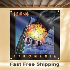 DEF LEPPARD PYROMANIA 4'X4' BANNER ALBUM COVER ART FABRIC POSTER FLAG TAPESTRY
