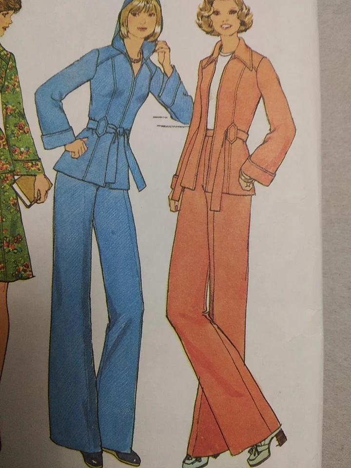 Pants Wide Leg Belted Jacket Skirt 12 Simplicity 7094 Sewing Pattern VTG Hooded - Image 4 of 4