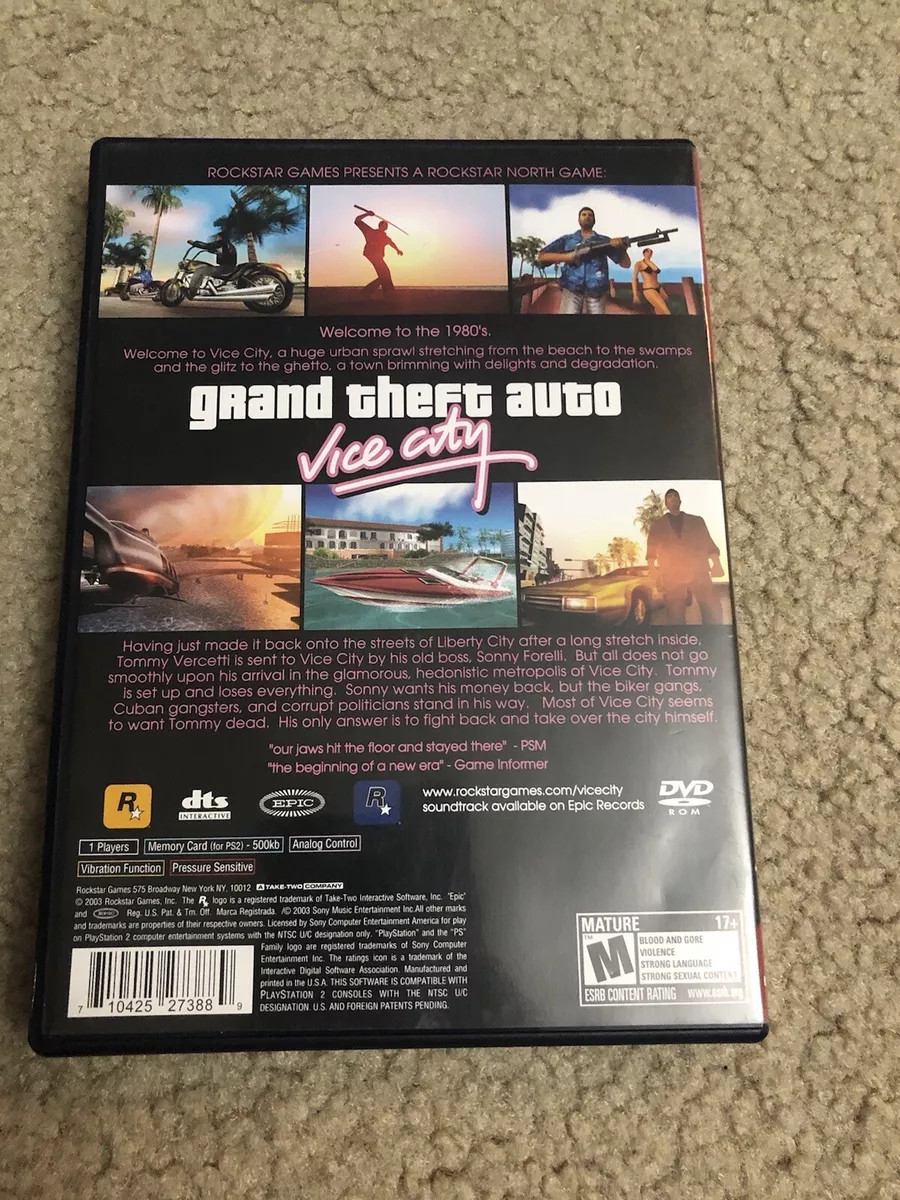 Gta Grand Theft Auto vice City Stories + Map sony PS2 PLAYSTATION 2 Slim 