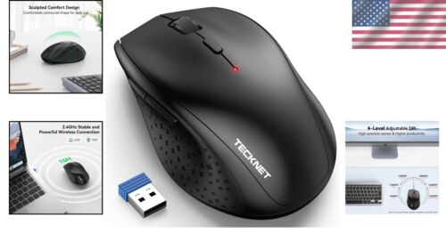 Long-Lasting 30 Months Battery Ergonomic Wireless Mouse with 6 Buttons – Black - Picture 2 of 9