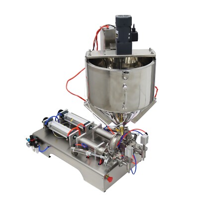2 Nozzles Paste Liquid Heating Stirring Filling Machine Stainless Steel Filler