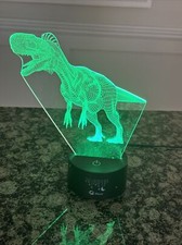 Dinosaur Night Light T-Rex 3D Illusion 7 Colors Changing Lamp with Black Base