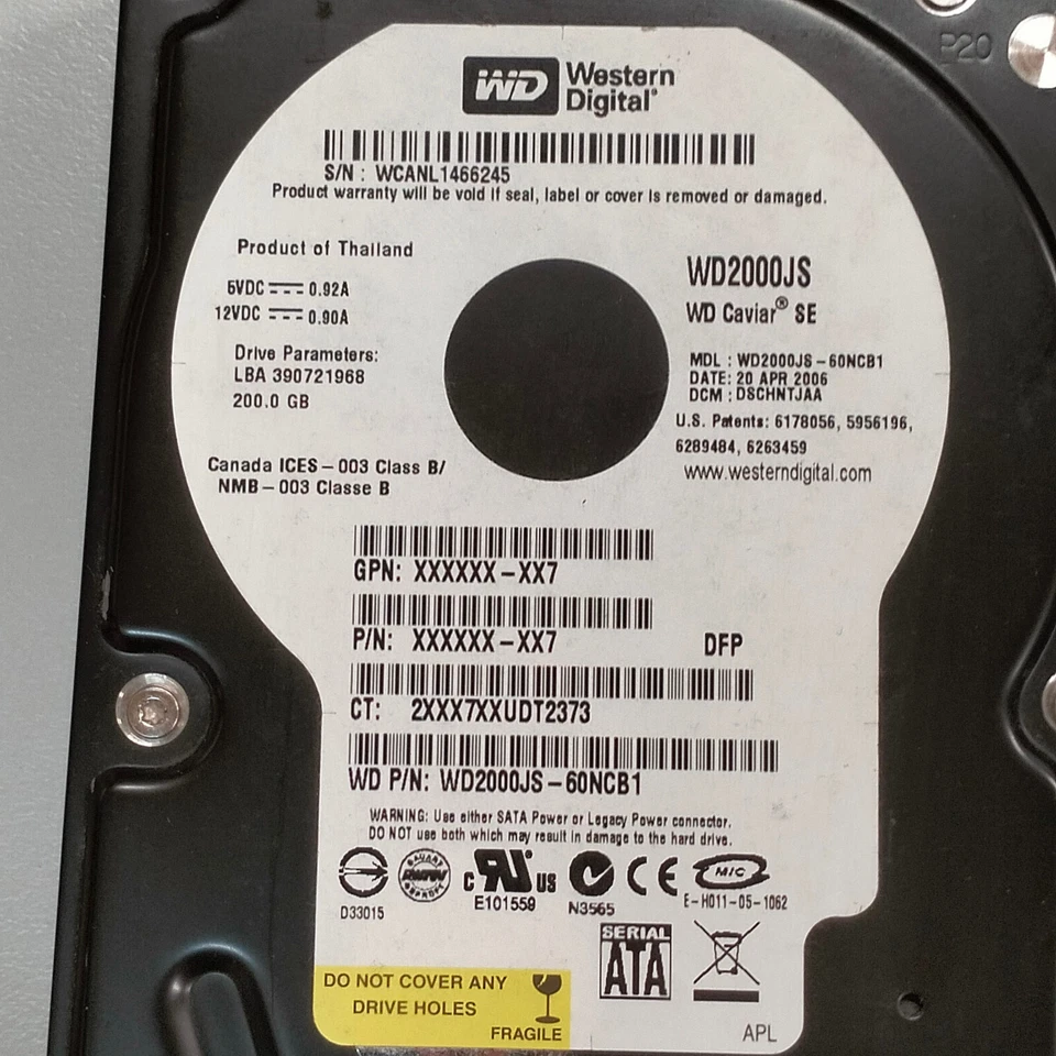 WD WD2000JS 200GB 3.5" SATA HDD 7200 RPM 3Gbps 8MB Cache Drive WD2000JS-60NCB1 - Image 3 of 4