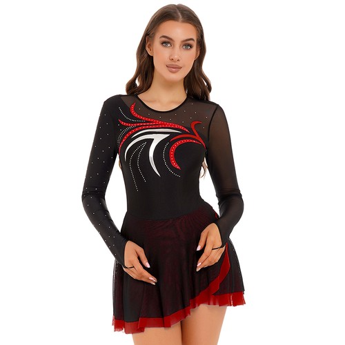 Mujeres Ropa de Baile Escote Redondo Vestido Festival Leotardo Brillo Ballet Lírico - Imagen 20 de 42