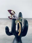 Vintage Cala Lilly Brooch / Rhinestone Flower Costume Jewelry