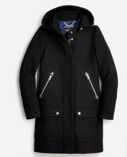 J.crew Womens $385 Petite Chateau Parka Italian Wool Black Size P6 Bm949 Winter