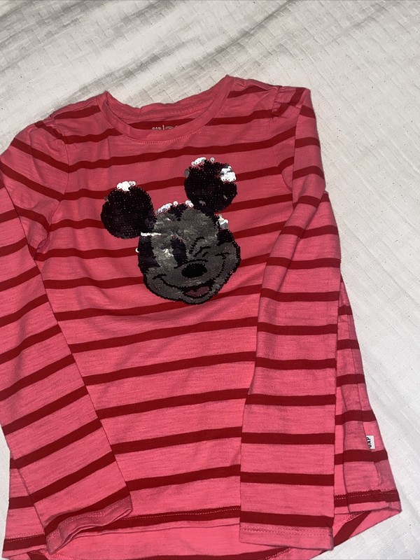 Disney Gap Kids Pink Sequined Mickey Mouse Long Sleeve Size M color Changes