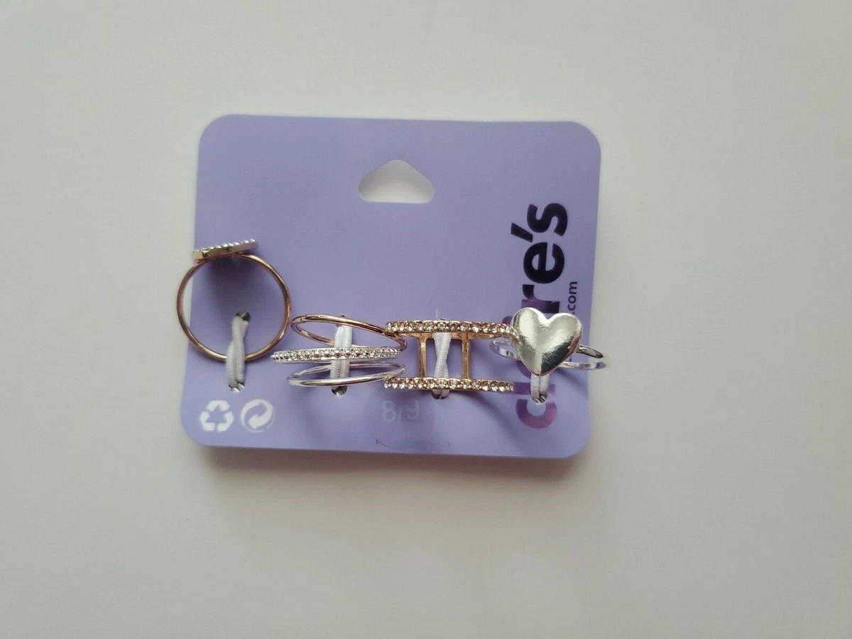 Claires 6 Piece Ring Set Multi Color Size 8 9 eBay