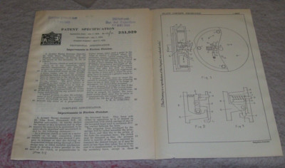 IMPROVEMENTS IN FRICTION CLUTCHES PATENT GIRLING PLUMSTEAD LONDON SE18 1924