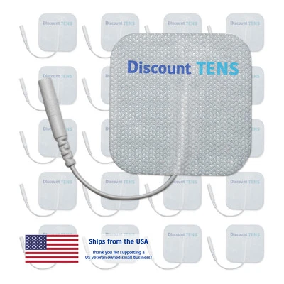 DISCOUNT TENS TENS 2"x2" Premium Wired Electrode Pads, 20 Pads (10 Pair)