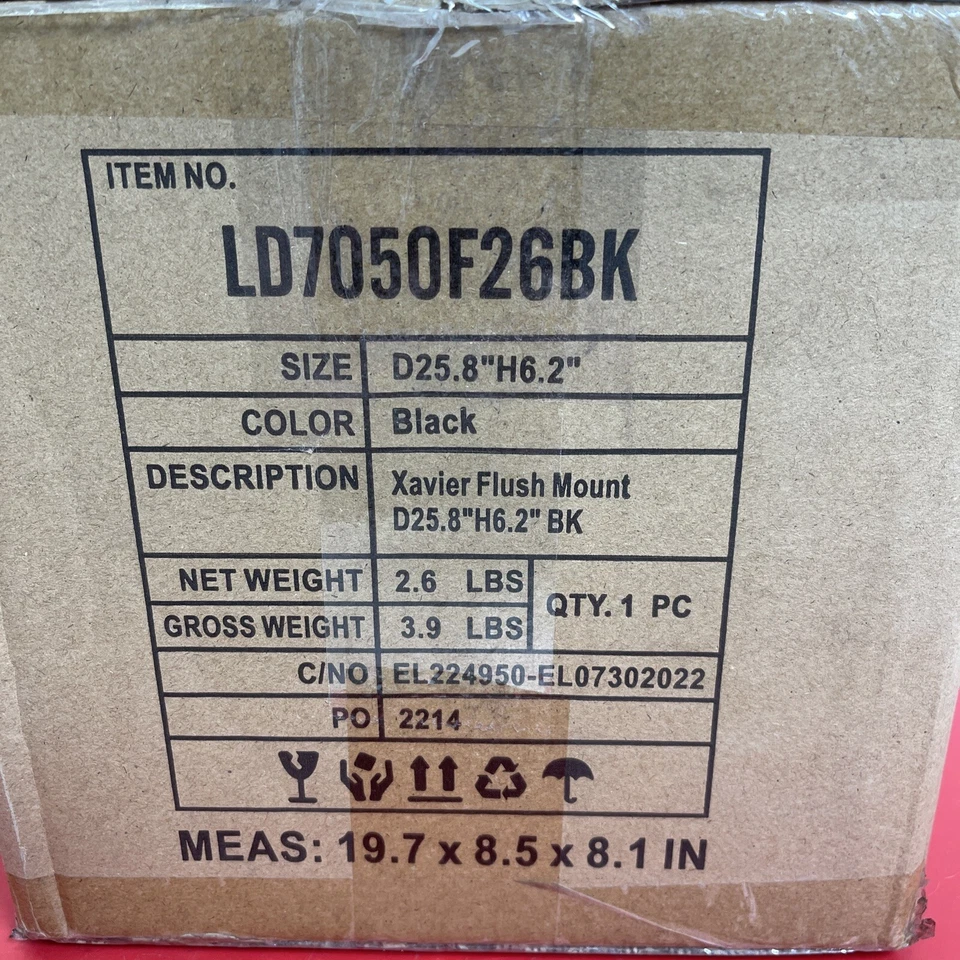 Elegant Lighting LD7050F26 Xavier 4 Light 26"W Semi-Flush Ceiling - Black - Image 3 of 4