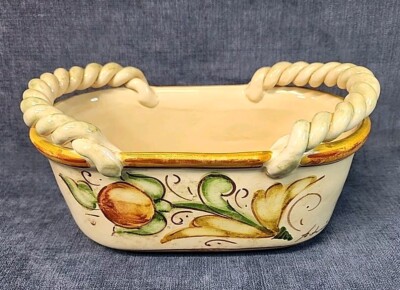 Vietri Pottery ''Affresco'' Tuscan 11'' Handled Basket Italy Retired s-2H