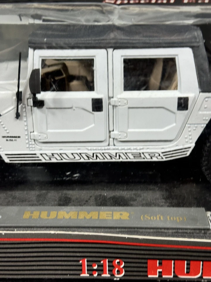 Vintage 1999 Maisto 1/18 Scale Diecast 31859 Hummer Soft Top - White w/ Box - Image 2 of 4