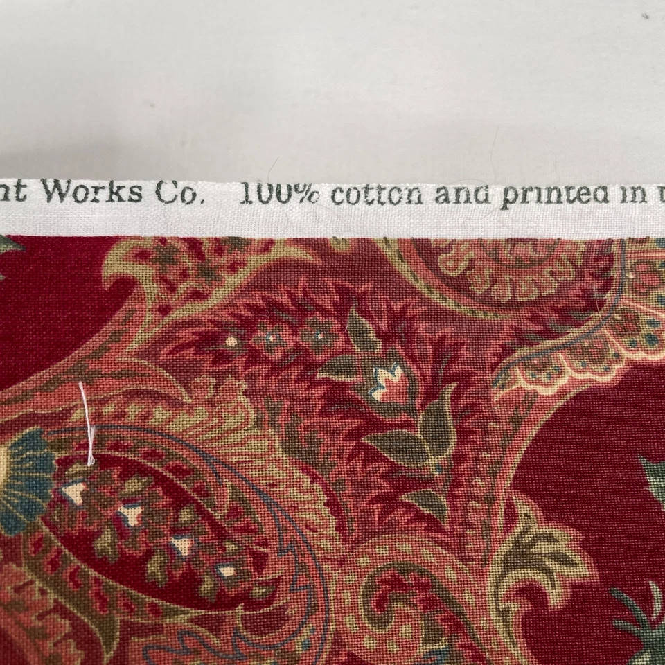 Cranston Village Print Works Fabric Paisley Floral Burgundy Multicolor 4.5 yds - Image 4 of 4