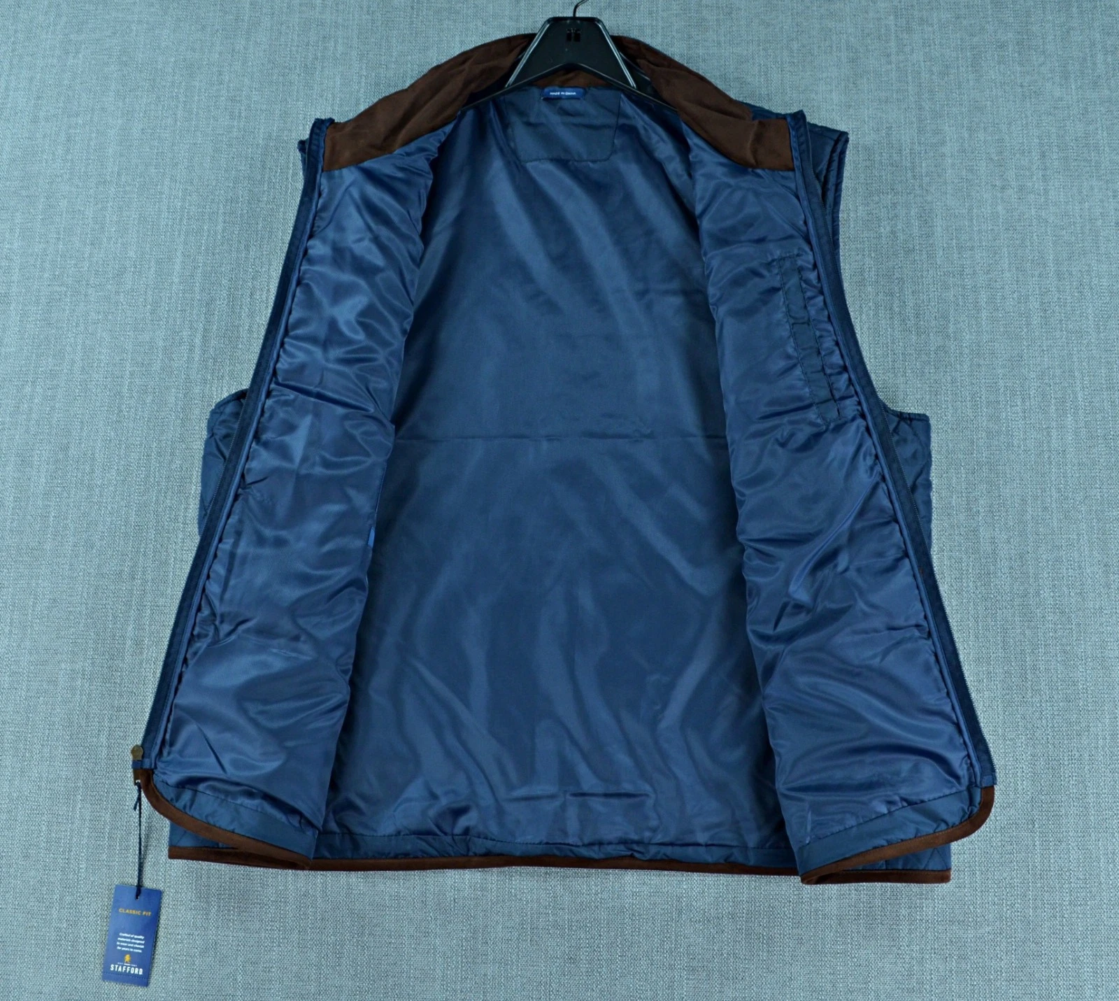Stafford Quilted Vest Men's 2XL Blue Classic Fit Lined Full Zip Golf NWT image 7