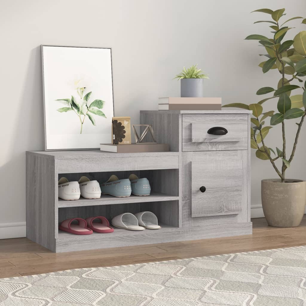 Organizzatore Scarpe 100cm Grigio Sonoma in Legno Multistrato