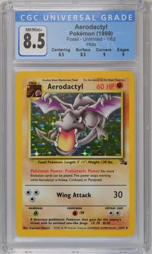 Aerodactyl 1/62 Fossil HOLO WOTCPokemon CGC 8.5 Nm/Mint+