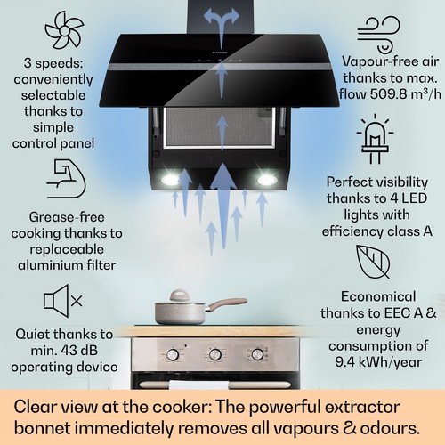 Cooker Hood 90cm Angled Extractor Fan Chimney Hood Kitchen Stainless ...