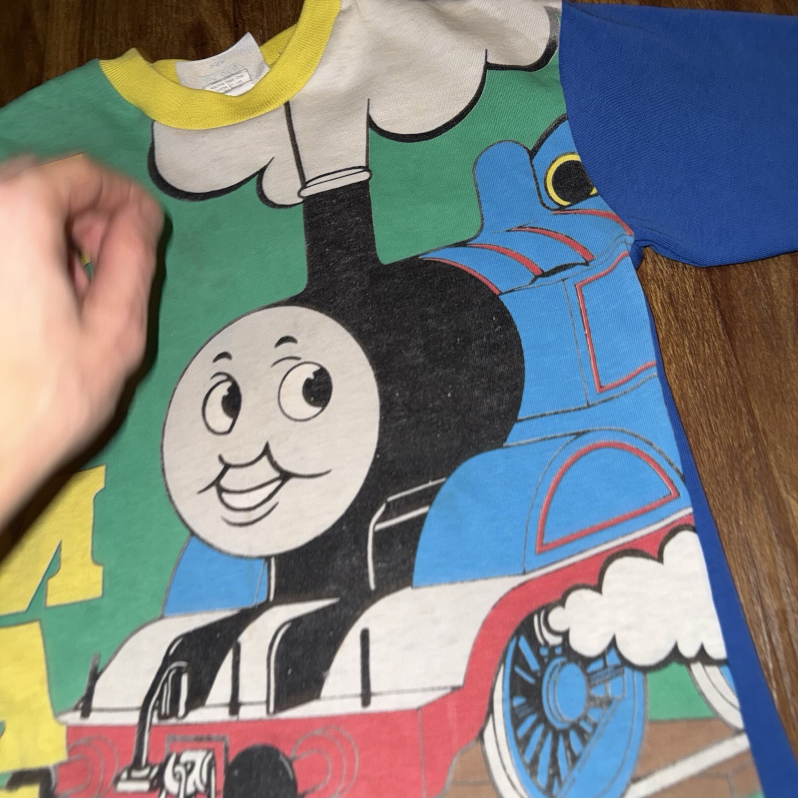 Very Rare Vintage 90s Thomas The Train Mega Print Shirt Size 7 USA 14.5x18.5 image 3