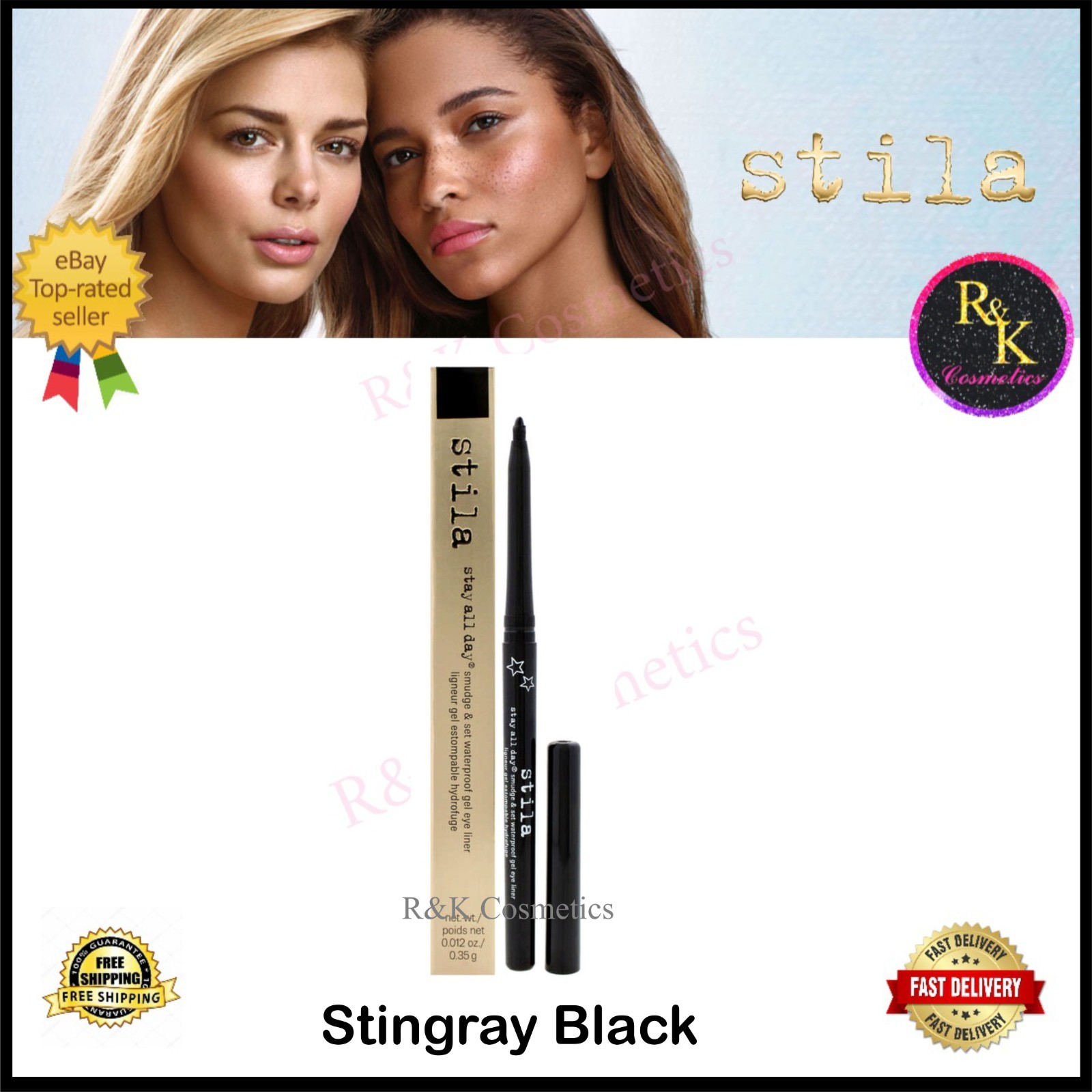 STILA Stay All Day Smudge & Set Waterproof Gel Eyeliner Black New - Boxed