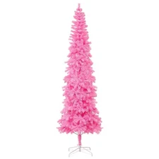 Pink Artificial Pencil Christmas Tree 9ft Unlit Slim Skinny Xmas Tree with Me...