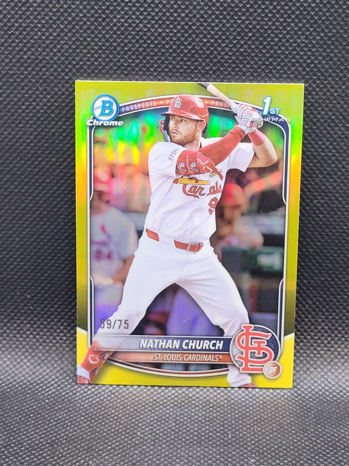 2025 Bowman Chrome NATHAN CHURCH yellow refractor 59/75 - RC - 1st - Cardinals