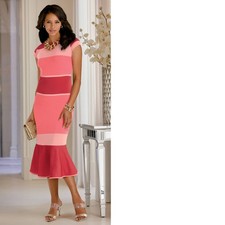 Size 14 Midnight Velvet Pink formal Wedding Church Party Marlee Colorblock Dress