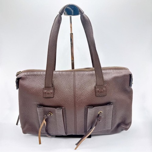 Gucci Brown Leather Handbag 109132 Large Tote Daily Use Unisex Authentic