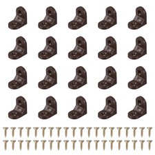 20pcs Plastic L Brackets Corner Bracket Small Round Corner Brace Brown