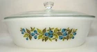 Vintage Unbranded Blueberry Design White Casserole Dish With Lid ~2 Quarts