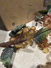 5 Vintage Amber Champagne Faceted Lucite Bead Acrylic  Cluster Grapes Leaf — photo 7