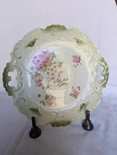 Vintage RW Bavaria Hand Painted Serving Plate With Reticulated Handles