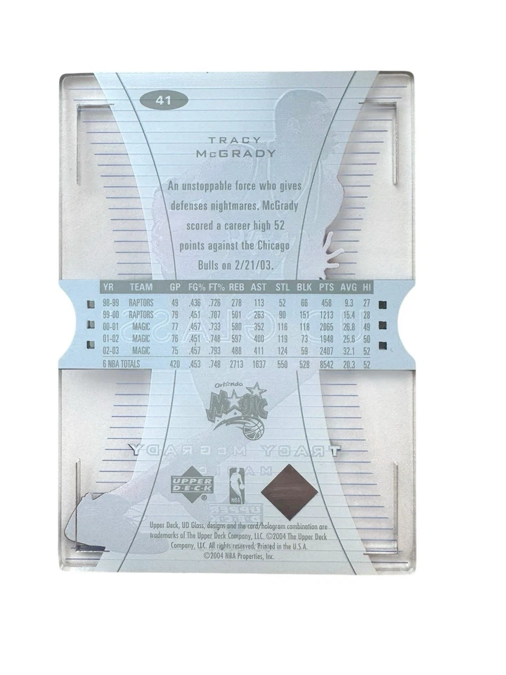 2003-04 UD Glass Plexi-Glass #41 Tracy McGrady! Magic! - Image 2 of 4