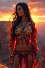 GORGEOUS CUTE SEXY NATIVE AMERICAN LADY PENDANT 4X6 FANTASY PHOTO - A13-019